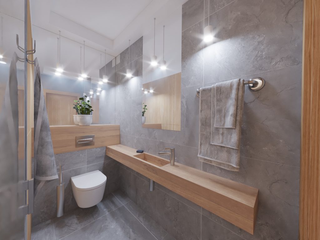 nowoczesna łazienka w drewnie - ciepło i styl