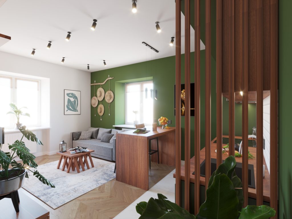 Butelkowa zieleń we wnętrzach