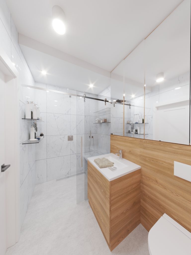 tradycyjna łazienka w brązach i bieli