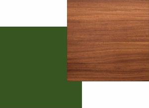 Zestawienie butelkowa zieleń z drewnem 