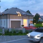 Nowoczesny dom z poddaszem użytkowym na działce narożnej – wizualizacja projektu architektonicznego.