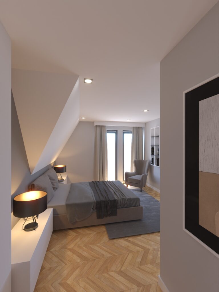 adaptacja poddasza sypialni w domu jednorodzinnym